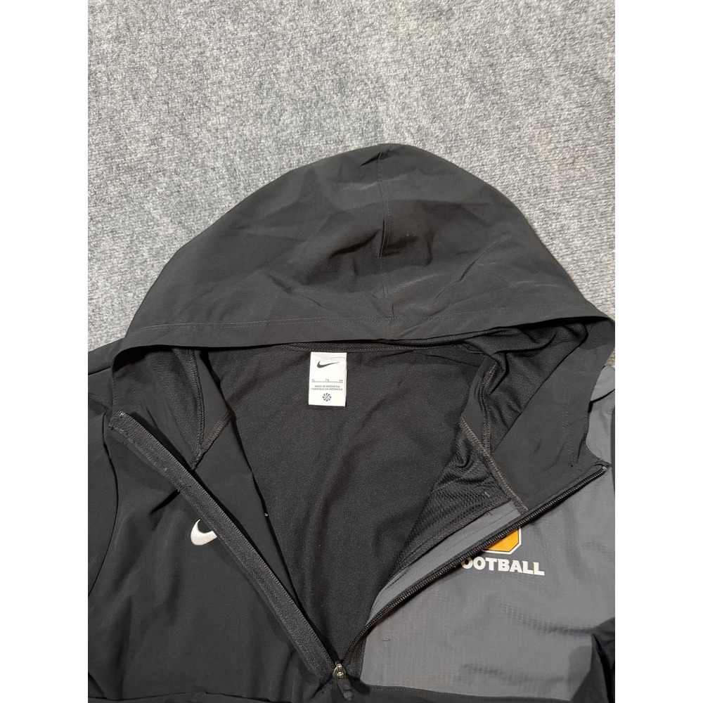 O Football Jacket Mens XL Black Football Nike Hooded Half Zip Coach Pullover - Picture 5 of 10